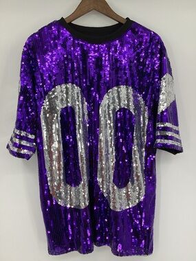 Purple Sequin Jersey-Style Women’s Top